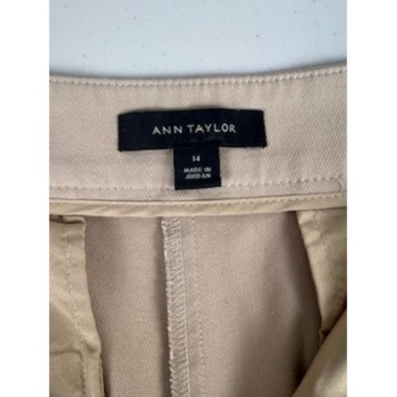 Ann Taylor Women Tan Cropped Wide Leg Pants Size 14 Cotton Blend - Picture 6 of 14